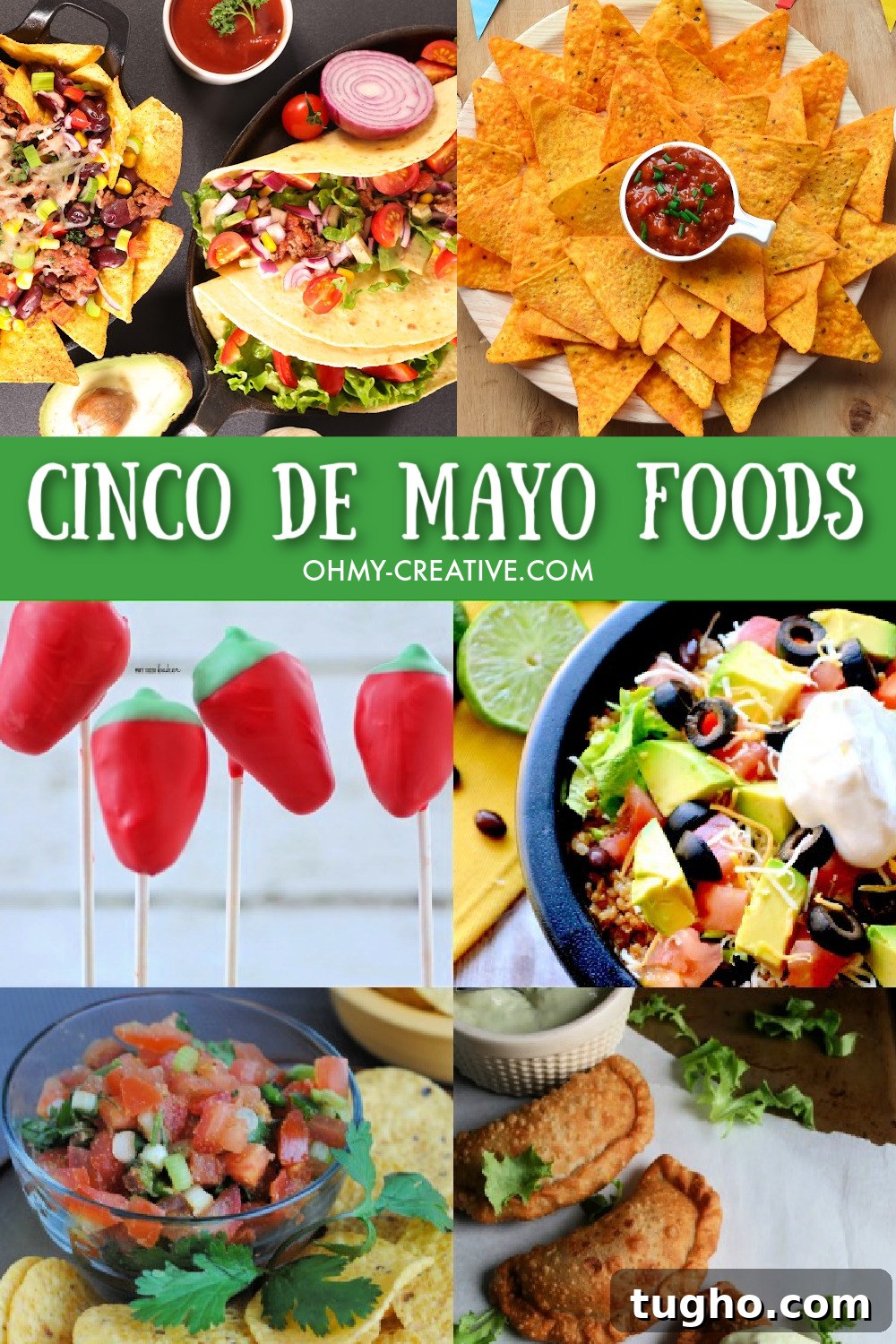 Cinco de Mayo Party Ideas: Recipes, Decor and Cocktails 3 A collage of Cinco de Mayo foods including tacos, salsa, nachos and dessert.