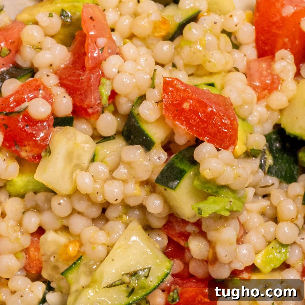 Vegan Lemon Pearl Couscous Salad 2 Close up of Vegan Couscous Salad