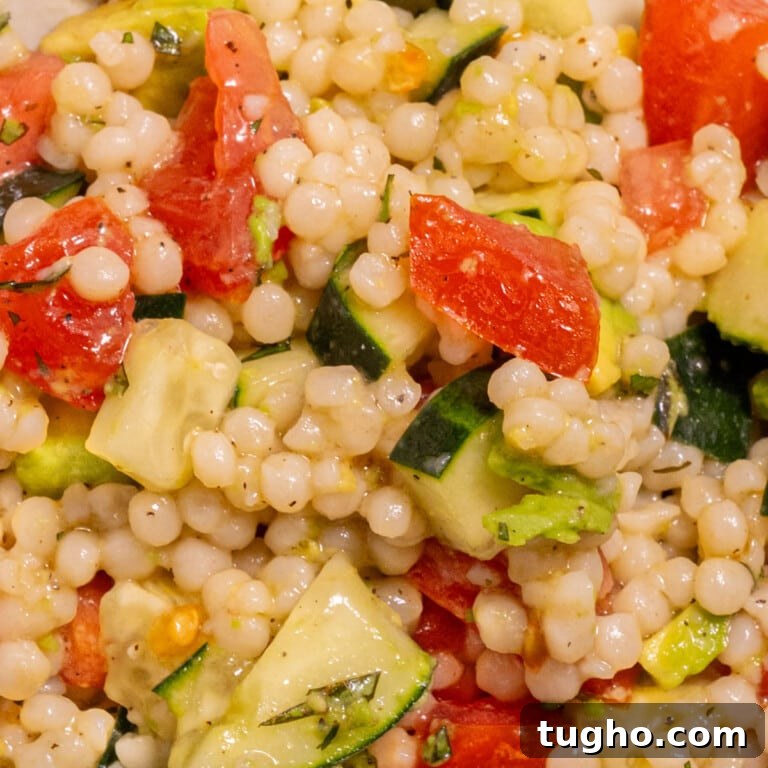Vegan Lemon Pearl Couscous Salad 13 Close up of Vegan Couscous Salad
